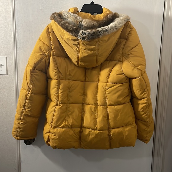 HFX Jackets & Coats Mustard Color Puffer Jacket With Removable Hood